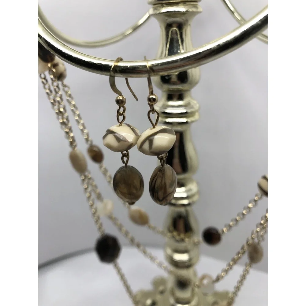 Matching Necklace Dangle‎ Earrings Gold Tone 18-24
